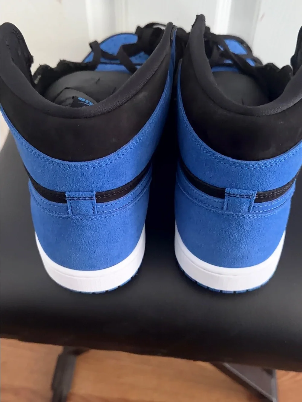 Jordan Men's Royal Blue and Black High-Top Sneakers